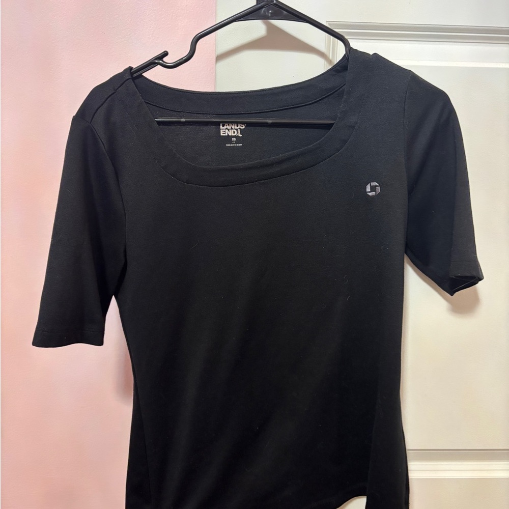 Lands' End Women's Classic Black Short Sleeve Tee